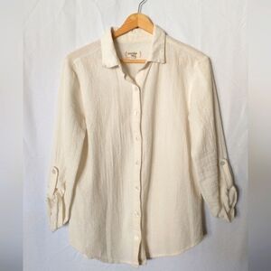 Anthropologie Porridge Button Down Cream Button-Up Shirt XSMALL